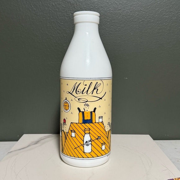 Unbranded Other - White Milk Bottle with Yellow Label